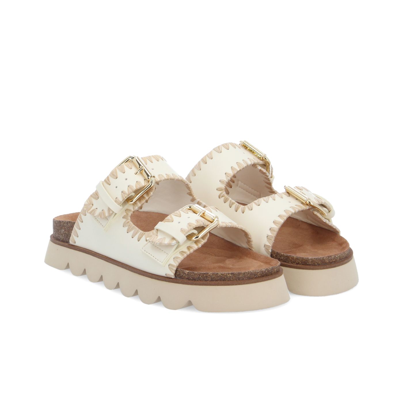 SANDY EDGE W - SOFT/RAPHIA - BLANC CASSE/BEIGE